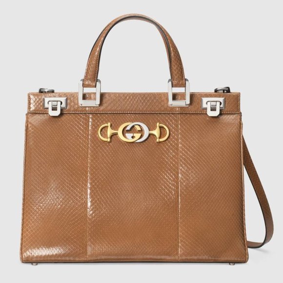 NWT GUCCI GG ZUMI MEDIUM TOP HANDLE PYTHON SATCHEL BAG - Picture 1 of 6